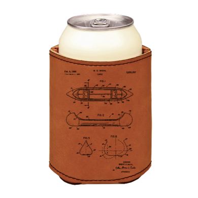 Canoe patent drawing - engraved leather beverage holder