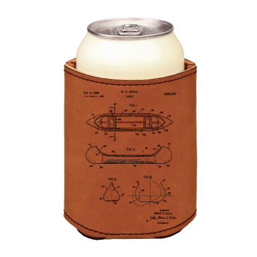 Canoe patent drawing - engraved leather beverage holder