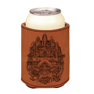 Cincinnati Ohio Things to Do - engraved leather beverage holder