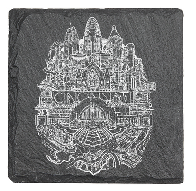 Cincinnati Ohio Things to Do - Laser engraved fine Slate Coaster