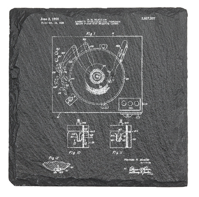 Vinyl Record Player - Laser engraved fine Slate Coaster