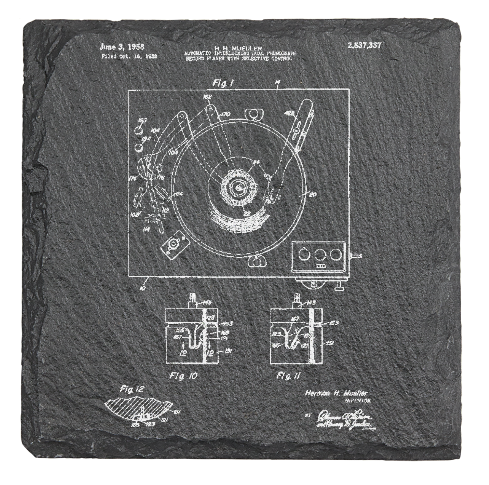 Vinyl Record Player - Laser engraved fine Slate Coaster