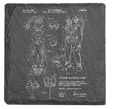 Deep Sea diver Diving suit - Laser engraved fine Slate Coaster