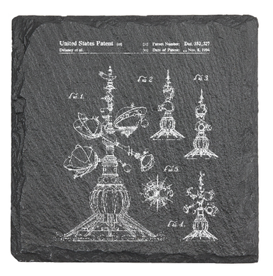 Disney Astro Orbiter patent drawing - Laser engraved fine Slate Coaster