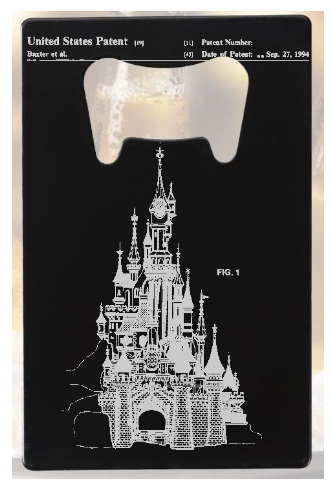 Disney Castle patent drawing- Bottle Opener - Metal