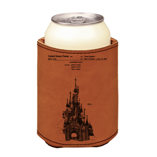Disney Castle patent drawing - engraved leather beverage holder