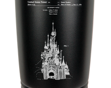 Load image into Gallery viewer, Disney Castle patent drawing - engraved Tumbler - insulated stainless steel travel mug
