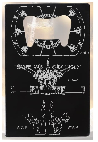 Disney DUMBO Ride Patent drawing Engraved - Bottle Opener - Metal