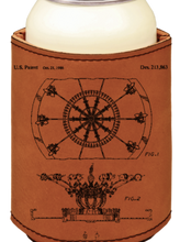 Load image into Gallery viewer, Disney DUMBO Ride Patent drawing - engraved leather beverage holder
