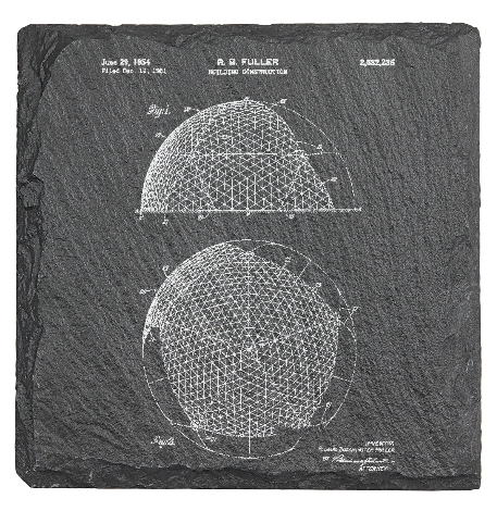 Disney World EPCOT Spaceship Earth patent drawing - Laser engraved fine Slate Coaster