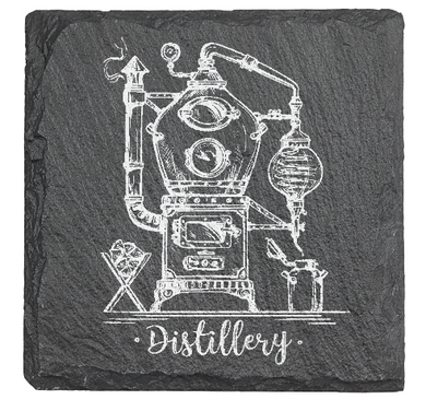 Distillery art  - Laser engraved fine Slate Coaster
