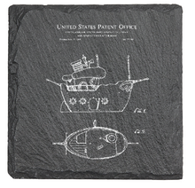 Load image into Gallery viewer, DONALD&#39;S DUCK BOAT PATENT - Laser engraved fine Slate Coaster
