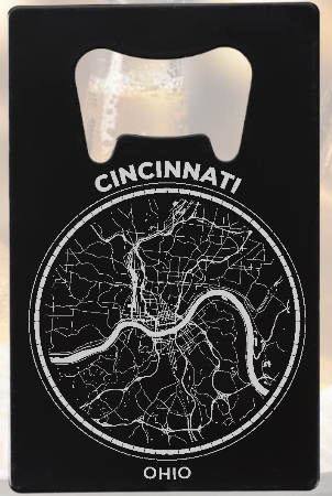 Cincinnati Ohio Downtown MAP - Ohio River - Bottle Opener - Metal