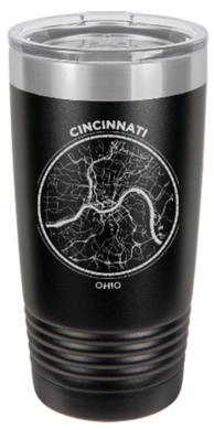 Cincinnati Ohio Downtown MAP - engraved Tumbler - insulated stainless steel travel mug