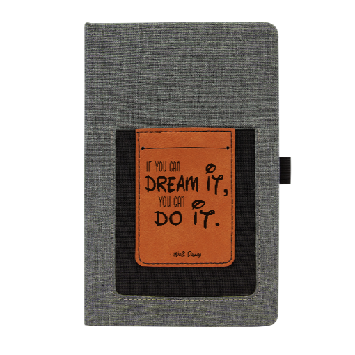 If you can DREAM IT you can DO IT - Walt Disney Quote - Leather and Canvas Journal with Cell phone holder and Card Slot