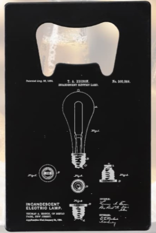 Edison Incandescent lamp Menlo Park NJ 1884 - Bottle Opener - Metal