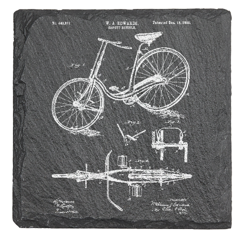 Edwards Bicycle 1890 - Laser engraved fine Slate Coaster