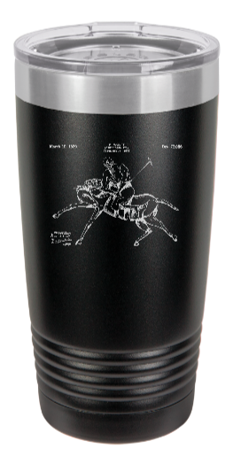 Equestrian polo player on horse - engraved Tumbler - insulated stainless steel travel mug