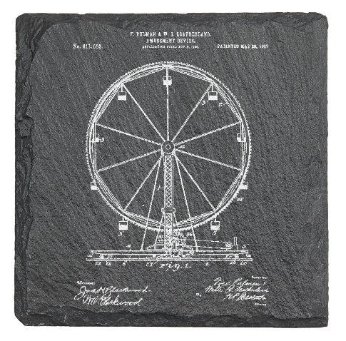 1907 Ferris Wheel - Laser engraved fine Slate Coaster
