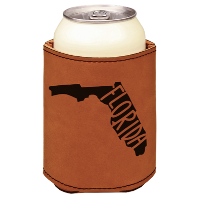 Florida - engraved leather beverage holder