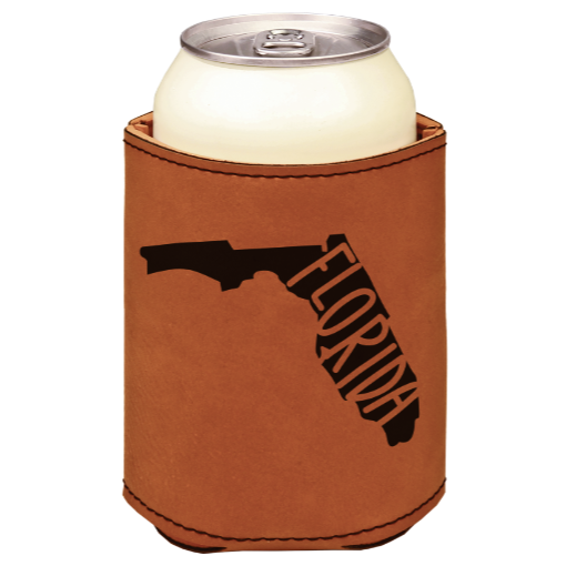 Florida - engraved leather beverage holder