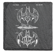 Charger l&#39;image dans la galerie, Flying BatPlane patent drawing - BATMAN  - Laser engraved fine Slate Coaster
