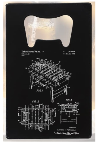 Foosball Table Patent drawing - Bottle Opener - Metal