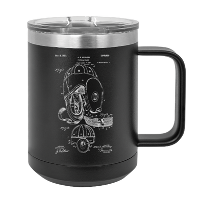 Football Helmet patent drawing - MUG - engraved Insulated Stainless steel