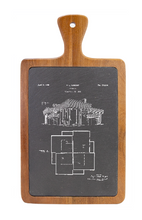 Load image into Gallery viewer, Frank Lloyd Wright House Slate &amp; Wood Cutting board
