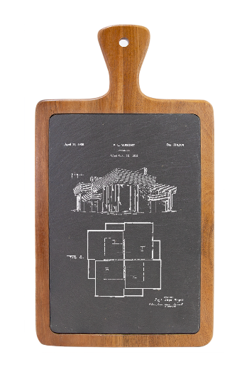 Frank Lloyd Wright House Slate & Wood Cutting board