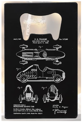 Race Car patent drawing Frazier - Bottle Opener - Metal