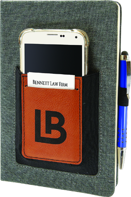 Custom Leather and Canvas Journal with Cell phone holder and Card Slot - DESIGN YOUR OWN - Personalized