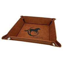 Load image into Gallery viewer, 6&quot; x 6&quot;  leather office desk caddy - valet Tray - DESIGN YOUR OWN - Custom - Personalized

