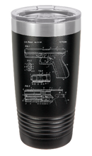 Cargar imagen en el visor de la galería, Glock Pistol patent drawing - engraved Tumbler - insulated stainless steel travel mug
