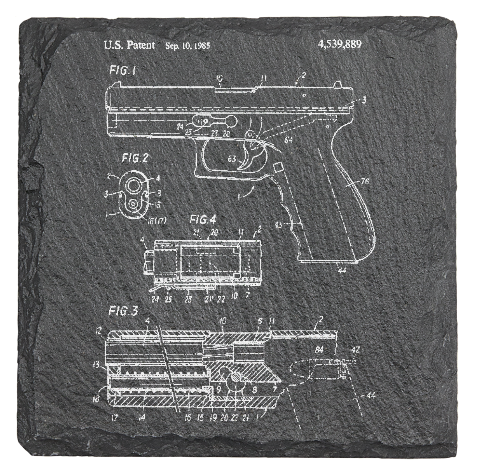 Glock Pistol  - Laser engraved fine Slate Coaster