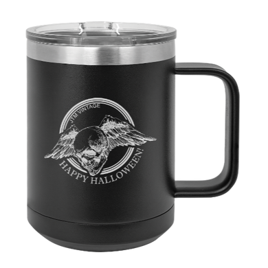 Happy Halloween flying Skull - MUG - engraved Insulated Stainless steel