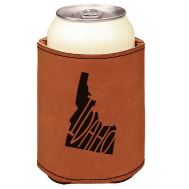 Idaho - engraved leather beverage holder