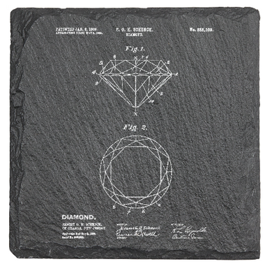 Dimond patent drawing - Laser engraved fine Slate Coaster