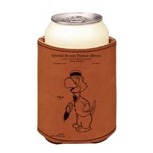 Load image into Gallery viewer, Jose Carioca parrot Patent drawing - engraved leather beverage holder
