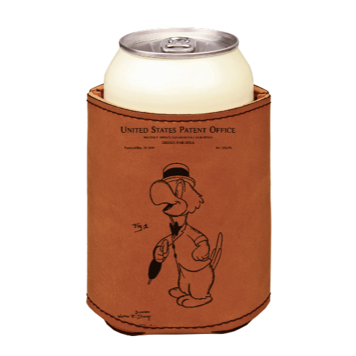Jose Carioca parrot Patent drawing - engraved leather beverage holder
