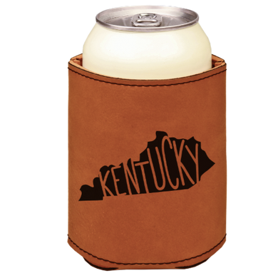 kentucky - engraved leather beverage holder