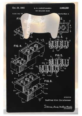 LEGO brick patent drawing - Bottle Opener - Metal