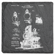 Charger l&#39;image dans la galerie, Locomotive Engine railroad lantern - Laser engraved fine Slate Coaster
