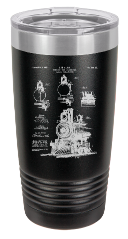 Locomotive Engine -  railroad lantern - engraved Tumbler - insulated stainless steel travel mug