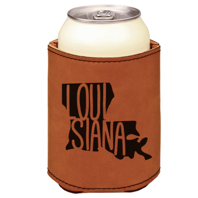 Louisiana - engraved leather beverage holder