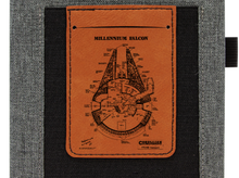 Cargar imagen en el visor de la galería, Star Wars Millennium Falcon Rebel Alliance - Leather and Canvas Journal with Cell phone holder and Card Slot
