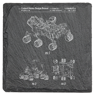Mars Rover Patent drawing  - Laser engraved fine Slate Coaster