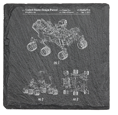 Mars Rover Patent drawing  - Laser engraved fine Slate Coaster