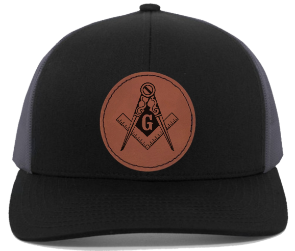 Masonic Engraved Leather Patch hat JTM VINTAGE
