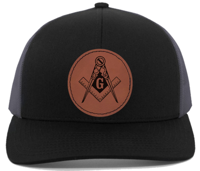 Masonic Engraved Leather Patch hat